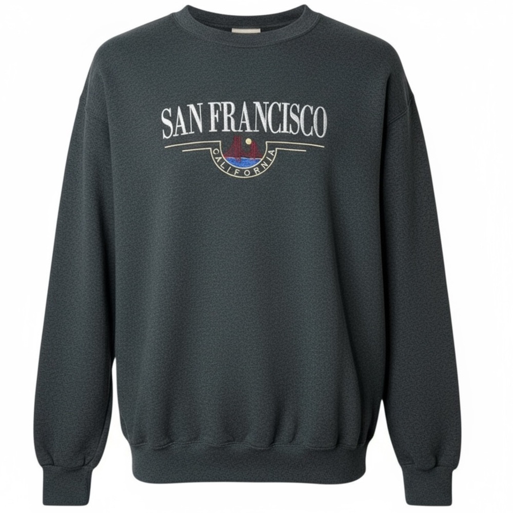 Vintage‎ Hanes “San Francisco” Embroidered Crewneck Sweatshirt Medium Gray
